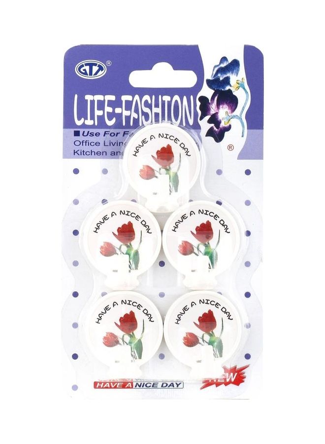 GTT Pack Of 5 Life-Fashion Wall Mount Hooks White/Red - Image 1