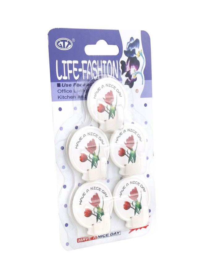 GTT Pack Of 5 Life-Fashion Wall Mount Hooks White/Red - Image 2