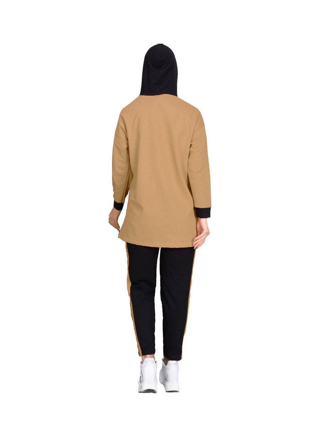 Fabienne Text Printed Tracksuit Set Caramel/Black  - Image 2