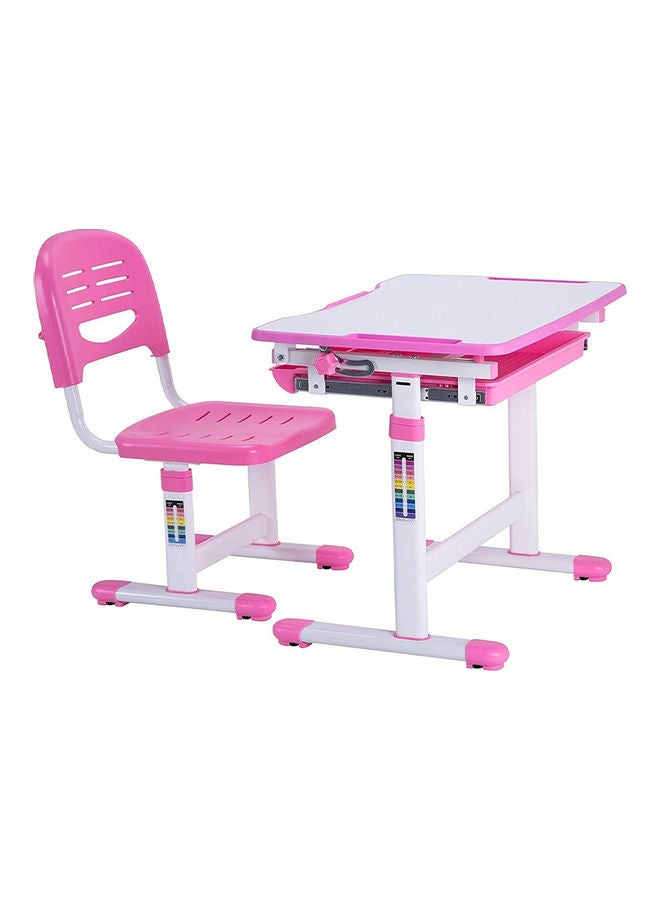 Generic Adjustable Study Desk and Chair Set Pink/White 68cm  - Image 1