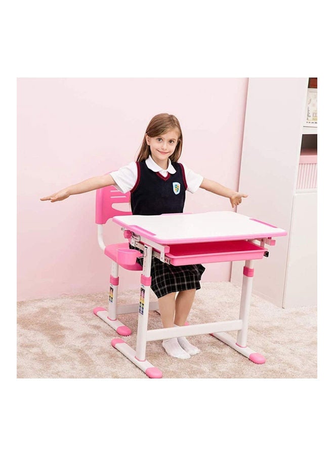 Generic Adjustable Study Desk and Chair Set Pink/White 68cm  - Image 2