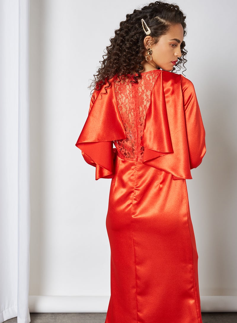 SIVVI for HANIYA - Lace Panel Detail Dress Red - Image 1