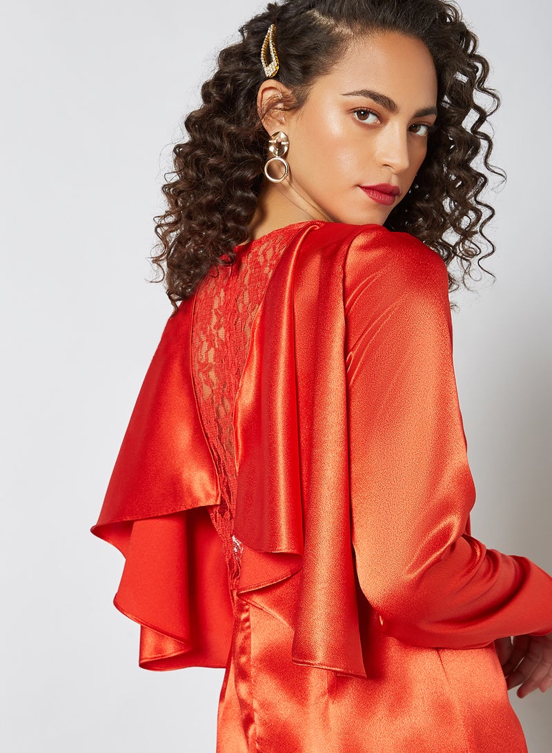 SIVVI for HANIYA - Lace Panel Detail Dress Red - Image 1