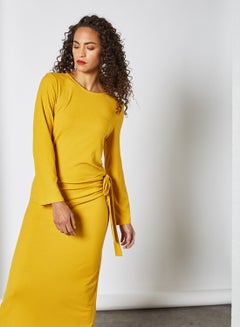 Knit Side Tie Dress Yellow - v1611041615/N41215637V_1