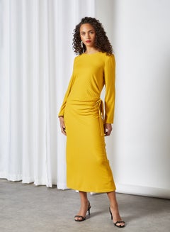 Knit Side Tie Dress Yellow - v1611041616/N41215637V_3