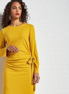 Knit Side Tie Dress Yellow - v1611041616/N41215637V_4