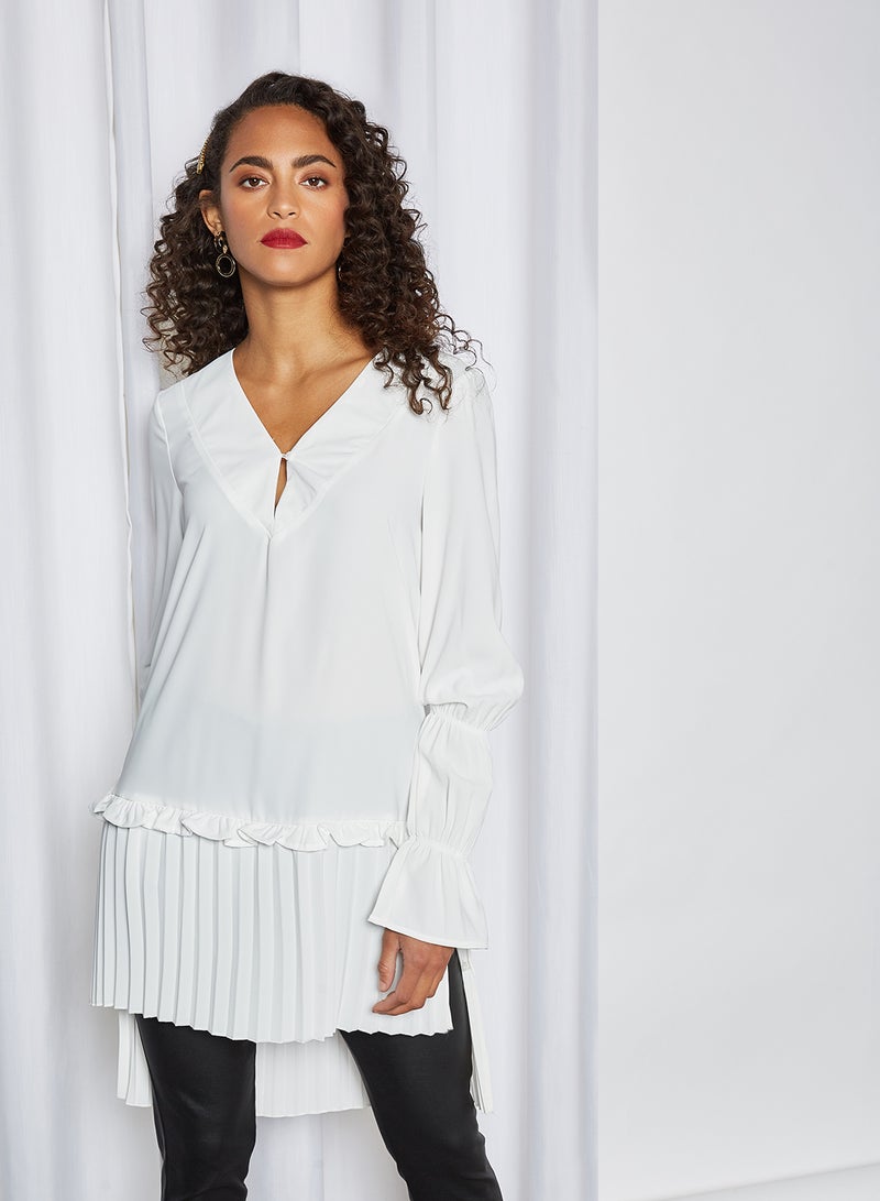 SIVVI for HANIYA - Pleated High-Low Blouse White - Image 1