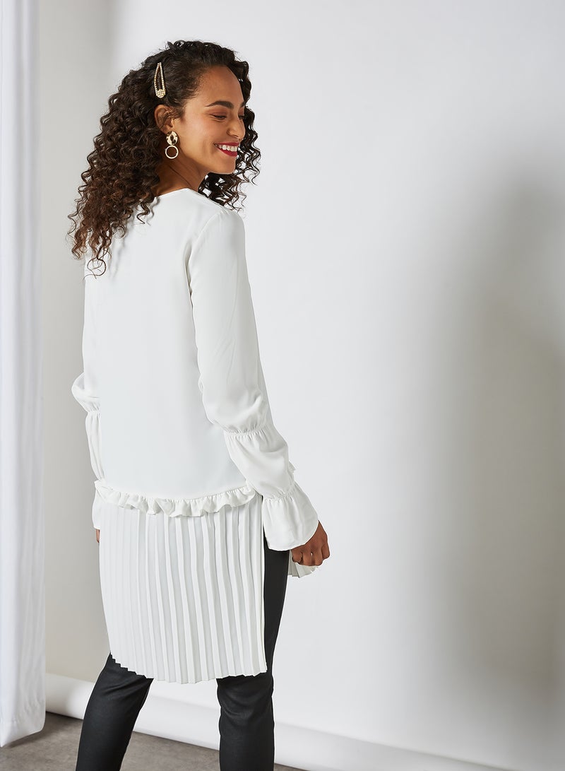 SIVVI for HANIYA - Pleated High-Low Blouse White - Image 1