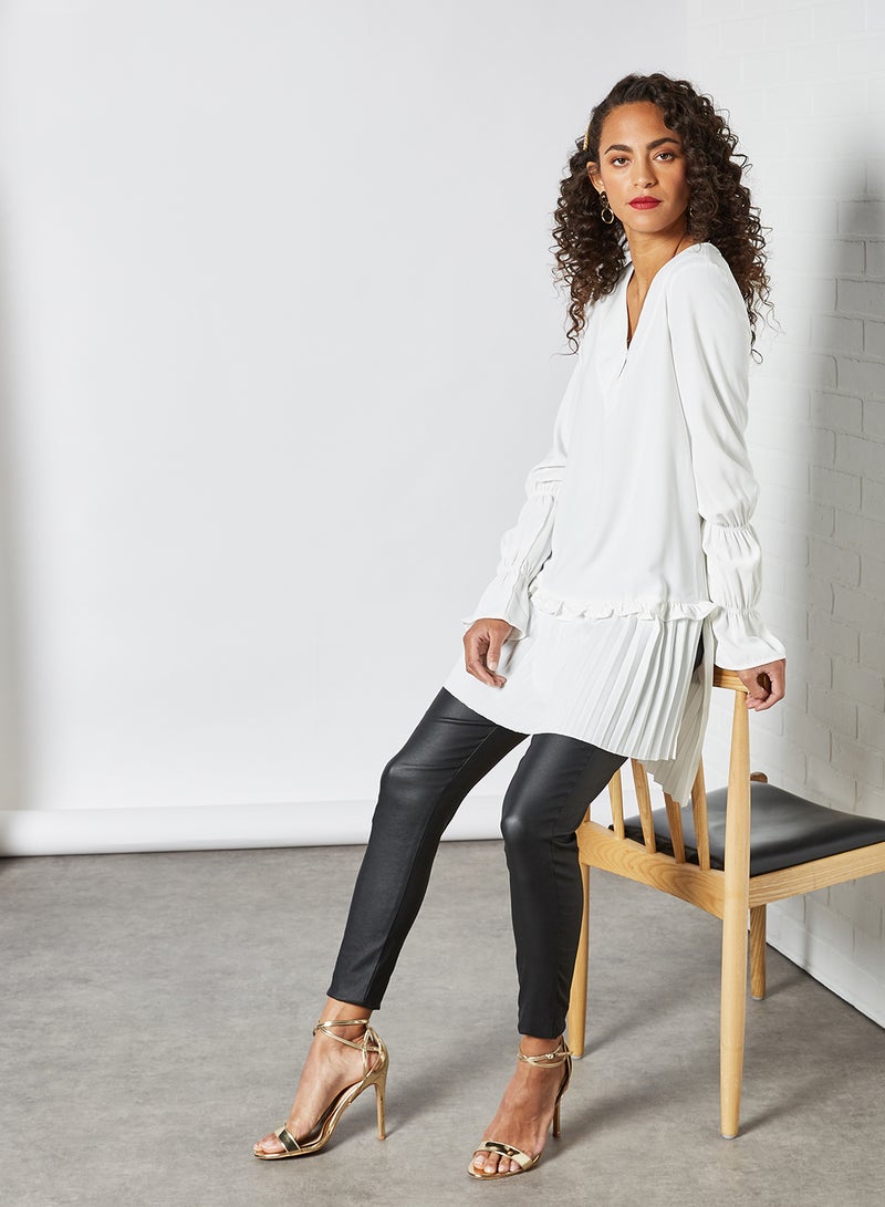 SIVVI for HANIYA - Pleated High-Low Blouse White - Image 1
