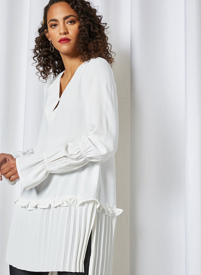 SIVVI for HANIYA - Pleated High-Low Blouse White - Image 1