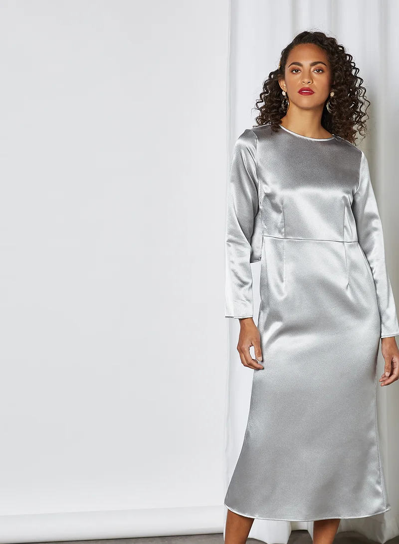 SIVVI for HANIYA Lace Panel Detail Dress Silver