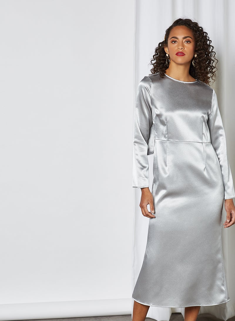 SIVVI for HANIYA - Lace Panel Detail Dress Silver - Image 1