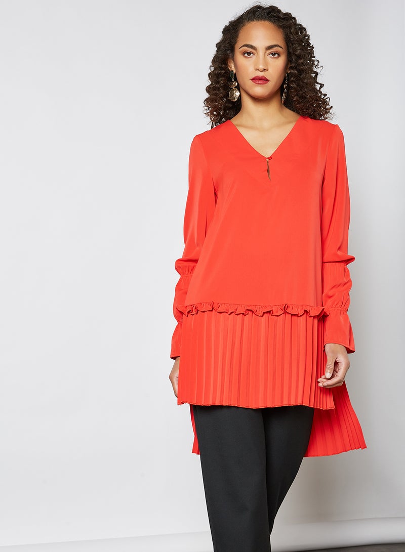 SIVVI for HANIYA Pleated High-Low Blouse Red  - Image 1