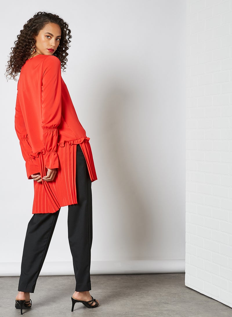 SIVVI for HANIYA Pleated High-Low Blouse Red  - Image 2