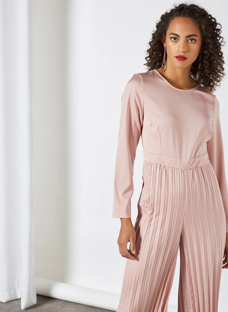 SIVVI for HANIYA Satin Pleated Jumpsuit Pink