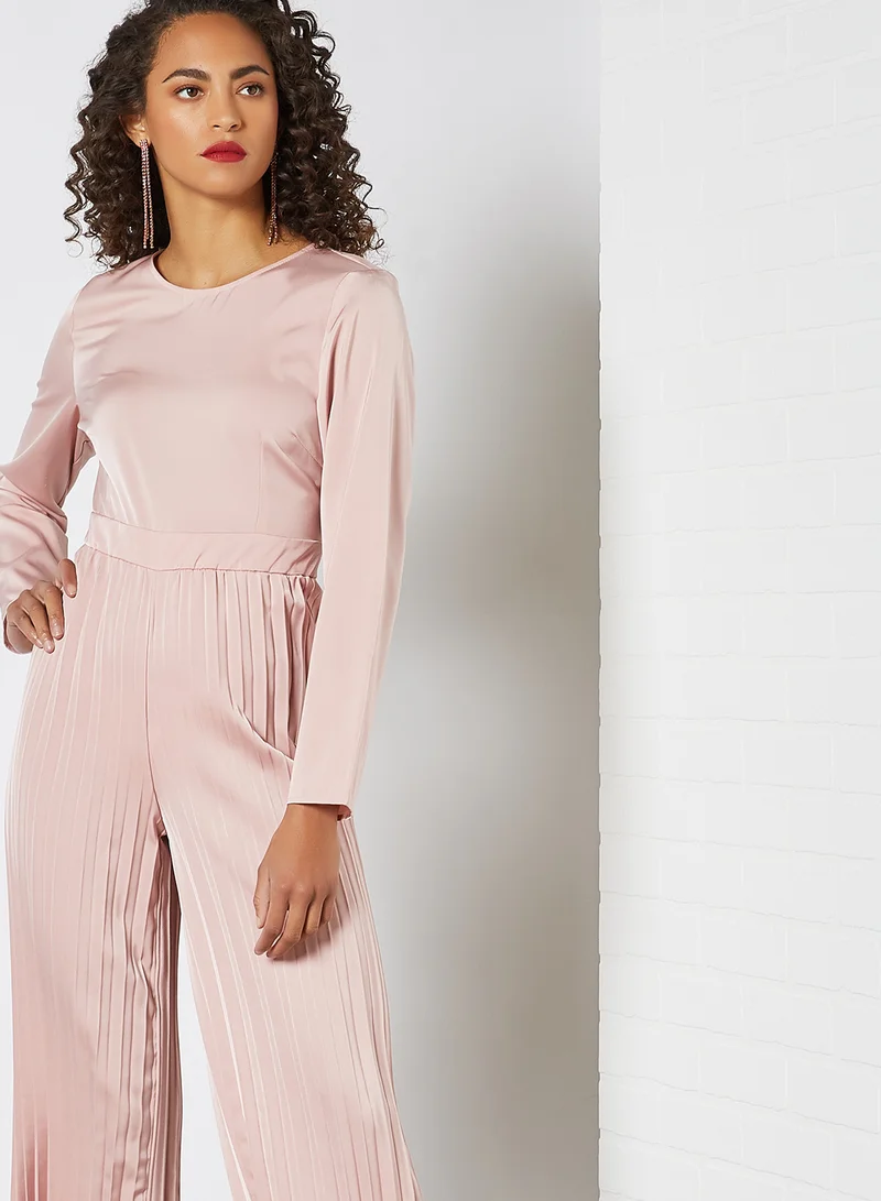 SIVVI for HANIYA Satin Pleated Jumpsuit Pink