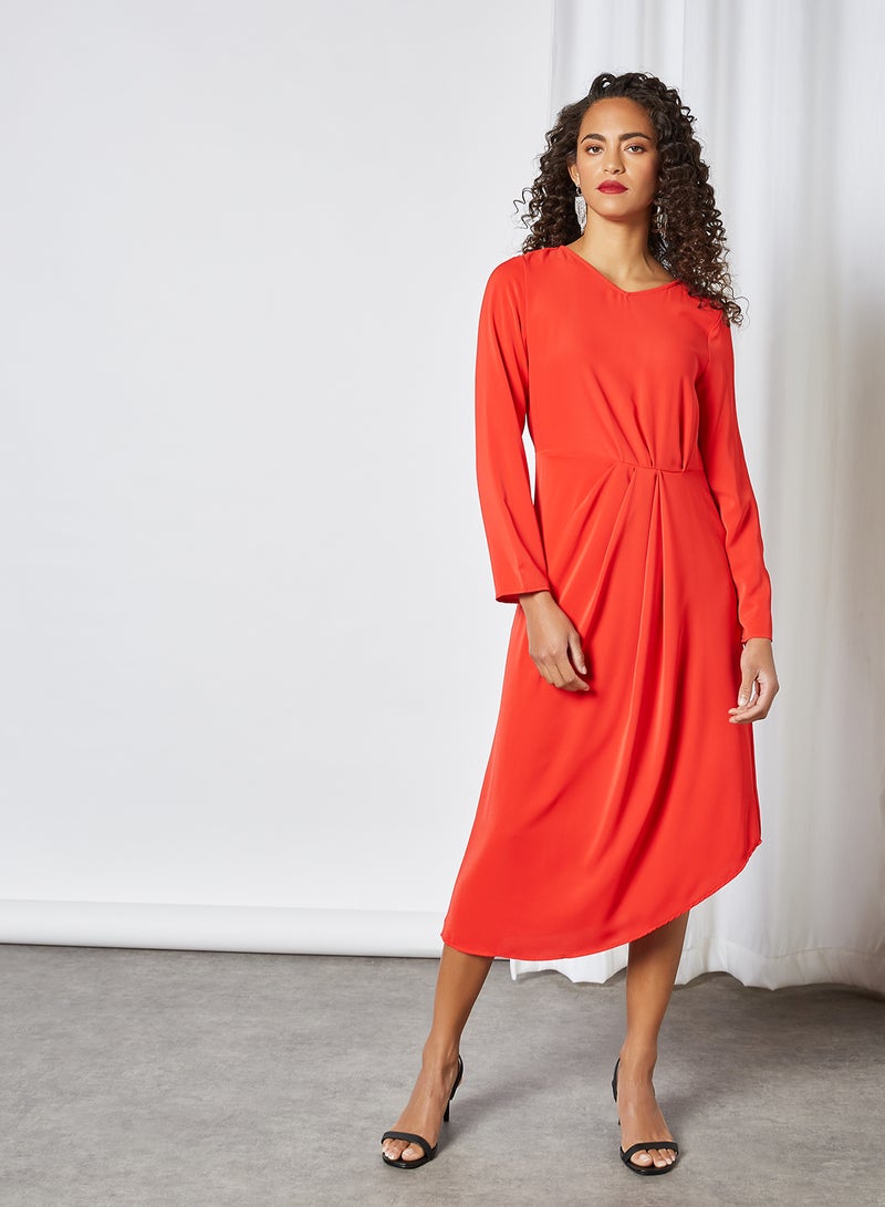 SIVVI for HANIYA Asymmetric Hem Midi Dress Red  - Image 1