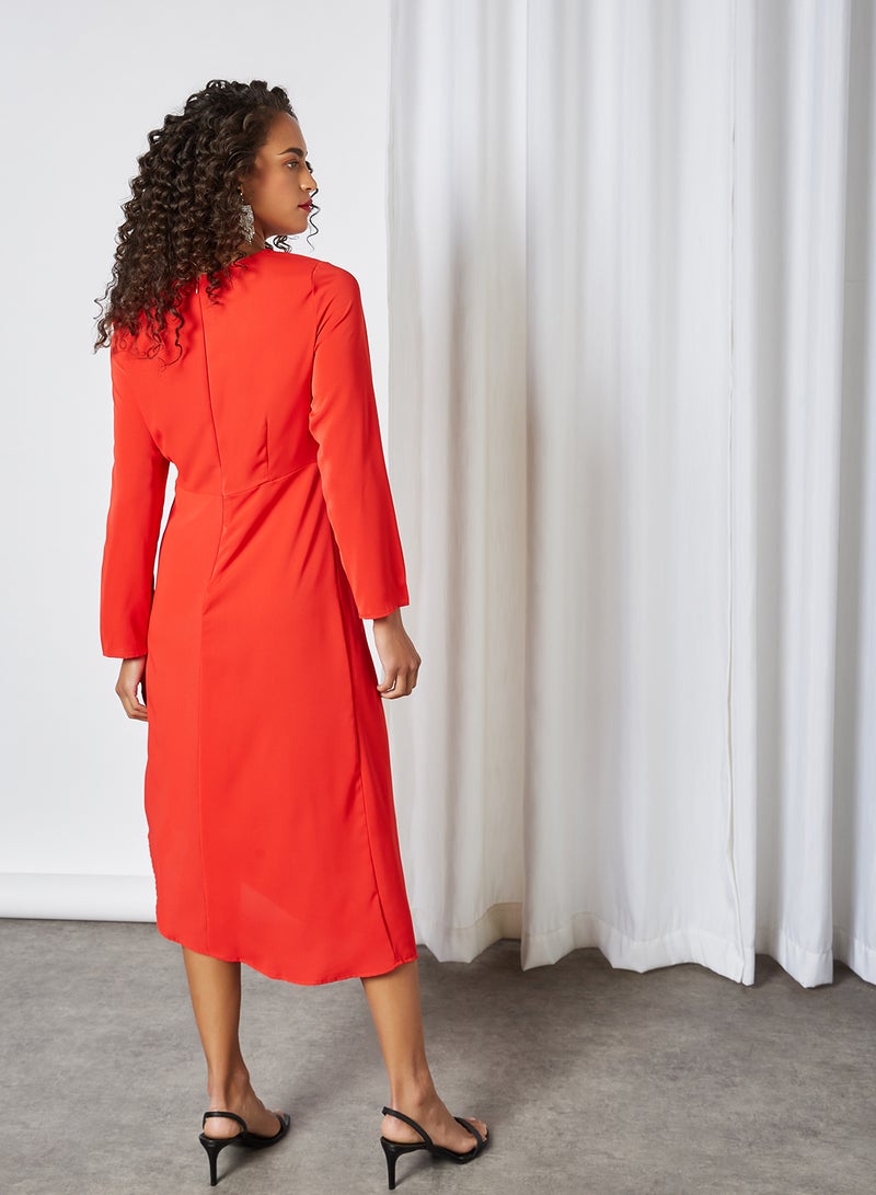 SIVVI for HANIYA Asymmetric Hem Midi Dress Red  - Image 2