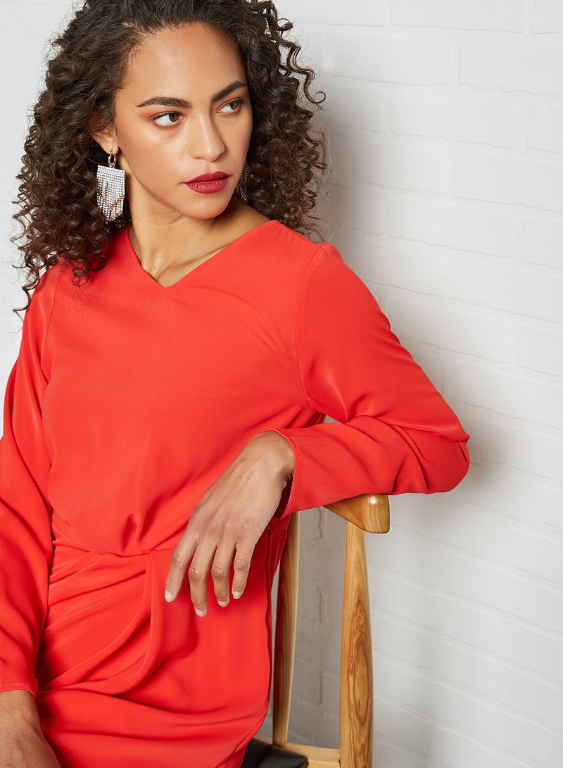 SIVVI for HANIYA Asymmetric Hem Midi Dress Red  - Image 3