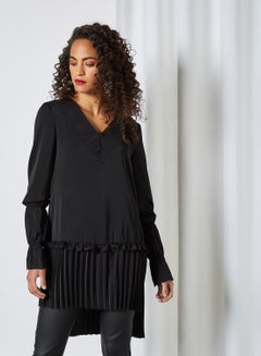 Pleated High-Low Blouse Black - v1611041625/N41215585V_1