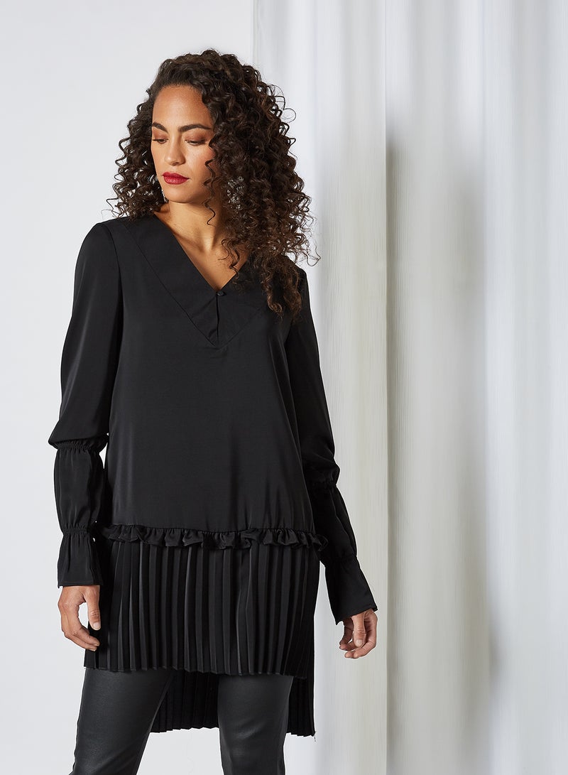 SIVVI for HANIYA Pleated High-Low Blouse Black  - Image 1