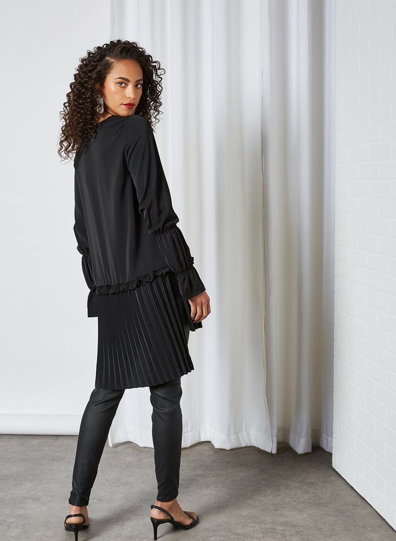 SIVVI for HANIYA Pleated High-Low Blouse Black  - Image 2