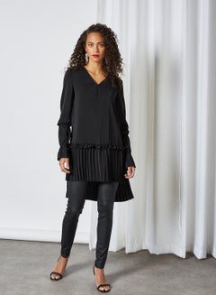 Pleated High-Low Blouse Black - v1611041625/N41215585V_3