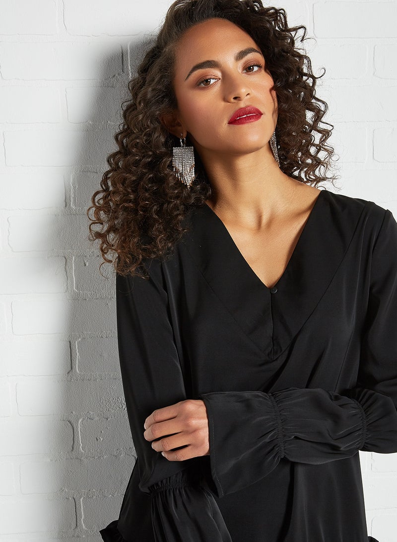 SIVVI for HANIYA Pleated High-Low Blouse Black  - Image 4
