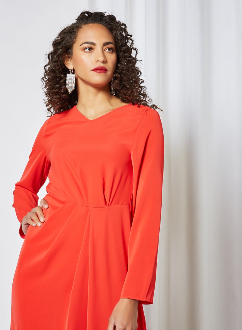 SIVVI for HANIYA Asymmetric Hem Midi Dress Red  - Image 4