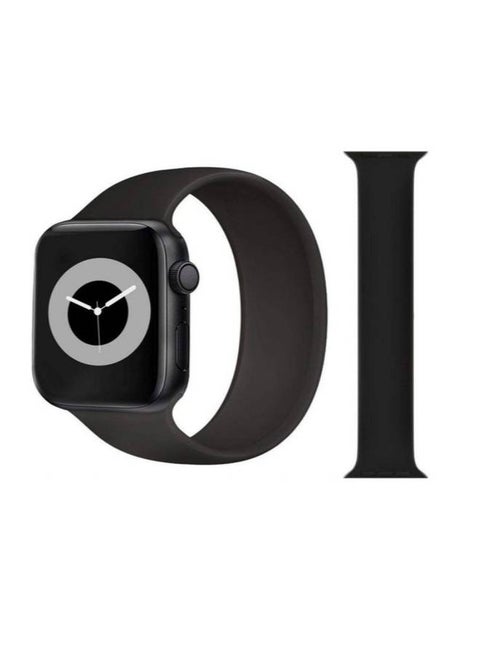 Soft Silicone Solo Loop Band Compatible With Apple Watch (Oxblood ,Small ) Black