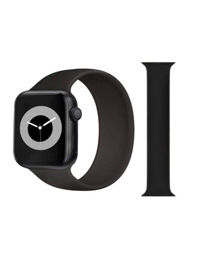 Generic - Soft Silicone Solo Loop Band Compatible With Apple Watch (Oxblood ,Small ) Black - Image 1