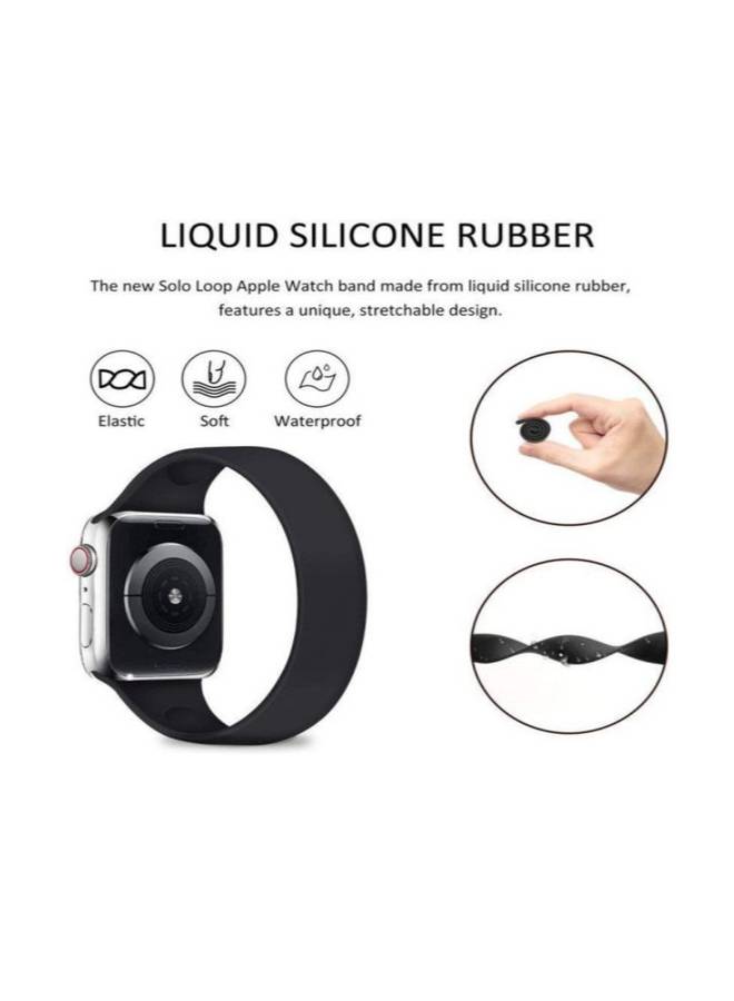 Generic - Soft Silicone Solo Loop Band Compatible With Apple Watch (Oxblood ,Small ) Black - Image 1