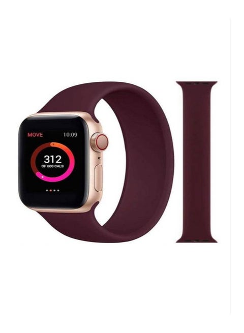 Soft Silicone Solo Loop Band Compatible With Apple Watch (Oxblood ,Medium) Wine Red