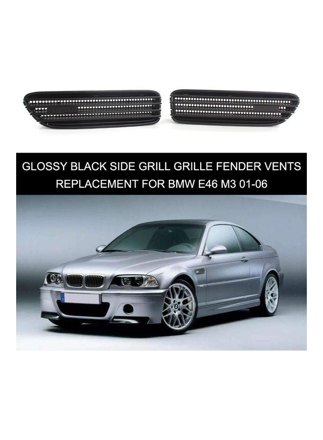 Generic - 2-Piece Glossy Side Grill Grille Fender Vent For BMW E46 M3 01-06 - Image 1