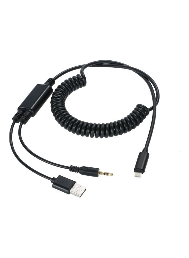 كابل قابل للتمديد بمنفذي Aux و USB لمحول صوت السيارة. - Image 1