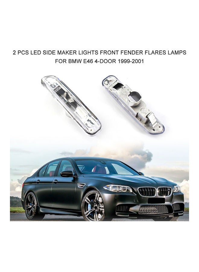 Generic 2-Piece LED Side Maker Lights Turn Signal Lamp Assembly Replacement For BMW E46  - Image 2