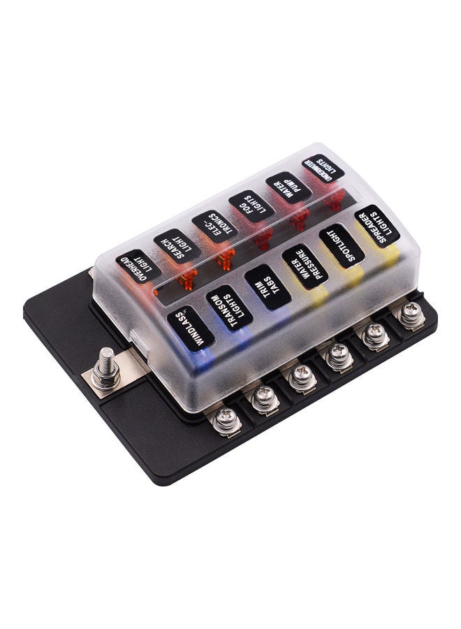 Generic 12-Way Blade Fuse Box Block With LED Warning Indicator Waterproof Cover For Car Boat RV DC 12-32  - Image 1