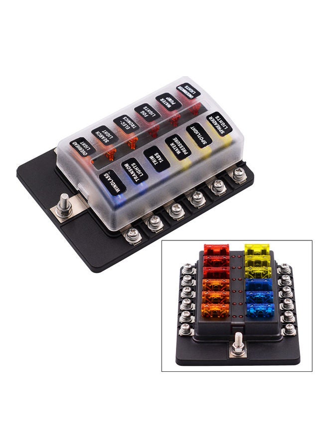 Generic 12-Way Blade Fuse Box Block With LED Warning Indicator Waterproof Cover For Car Boat RV DC 12-32  - Image 4