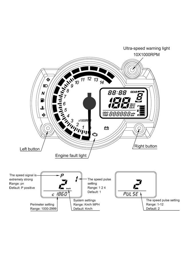 Generic Universal Motorcycle LCD Speedometer - Image 5