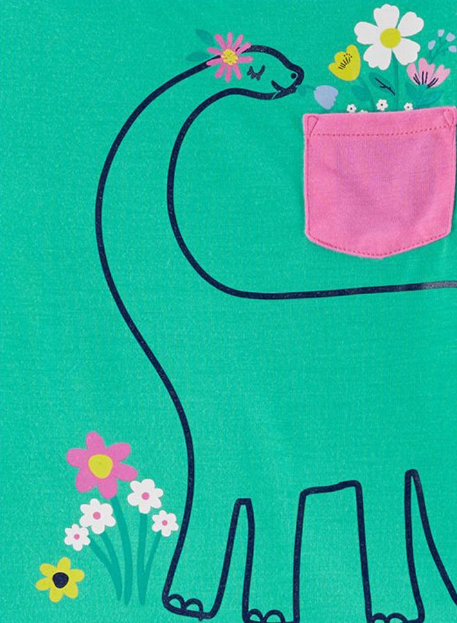 carter's 3-Piece Dinosaur Printed Pyjama Set Green/Pink/Blue - Image 2