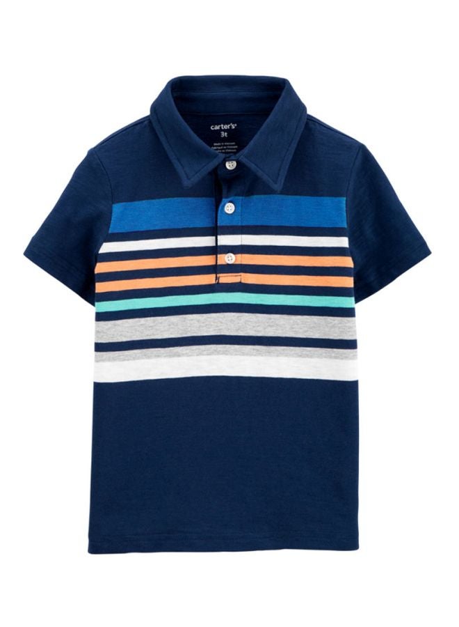 carter's Infant Boys Stripe Polo Blue/Orange/White  - Image 1