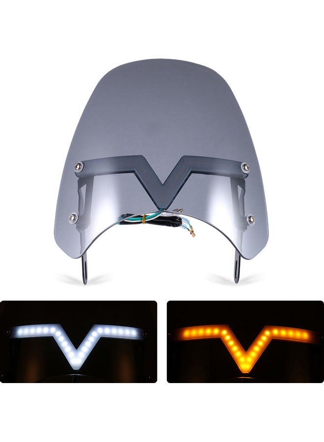 Generic Universal Motorcycle Windscreen With Turn Signal Light Wind Deflector Protection  - Image 2
