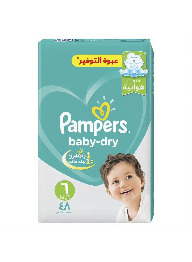 بامبرز - حفاضات بيبي دراي بمقاس ٦ ، كبير جداً ، ١٣+ كجم (٤٨ حفاضة) - Image 1