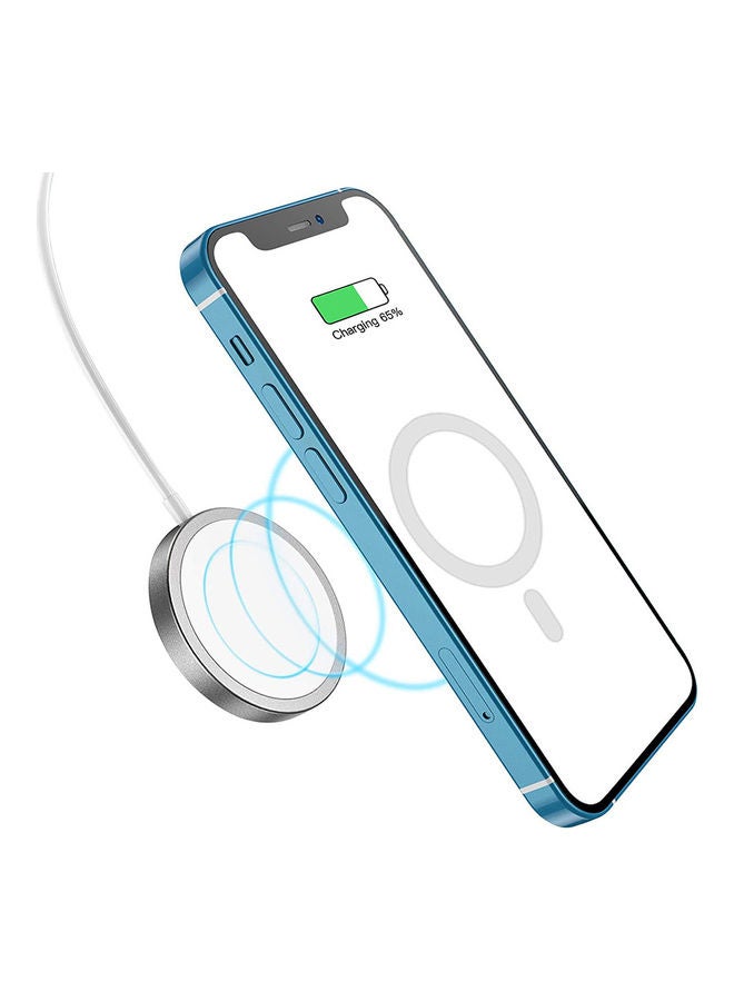 Generic - Wireless Magnetic Charger For Apple iPhone 12/11 White/Grey - Image 1