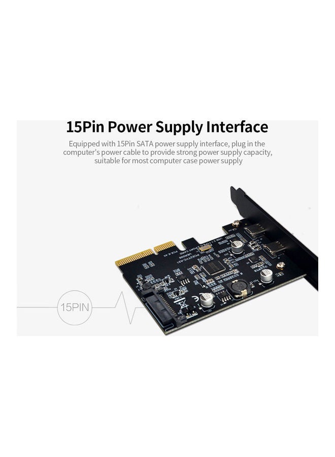 Generic - PCI-E 4X To Dual Type-C Adapter Card Black - Image 1