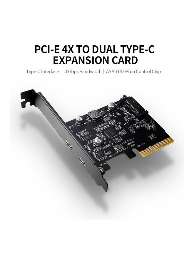 Generic - PCI-E 4X To Dual Type-C Adapter Card Black - Image 1