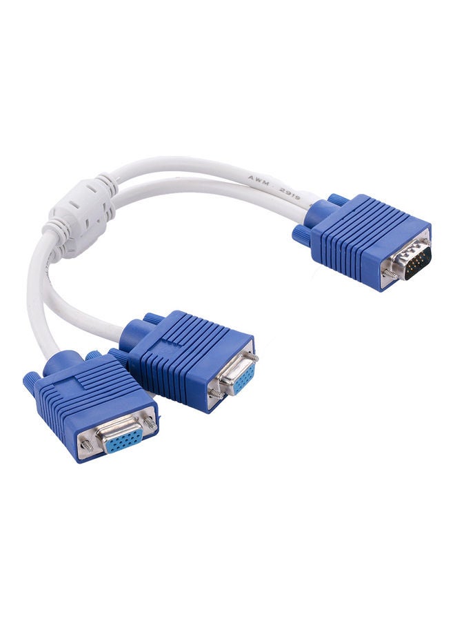 VGA 1 Male To VGA 2 Female Cable Blue/White  - Image 1