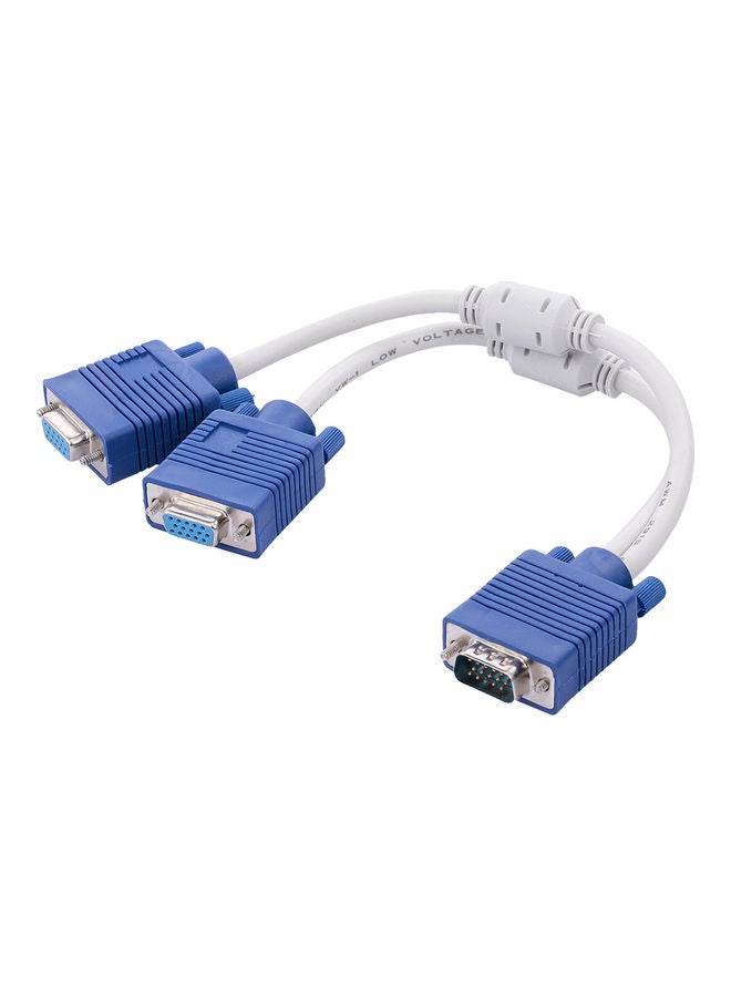 VGA 1 Male To VGA 2 Female Cable Blue/White  - Image 2