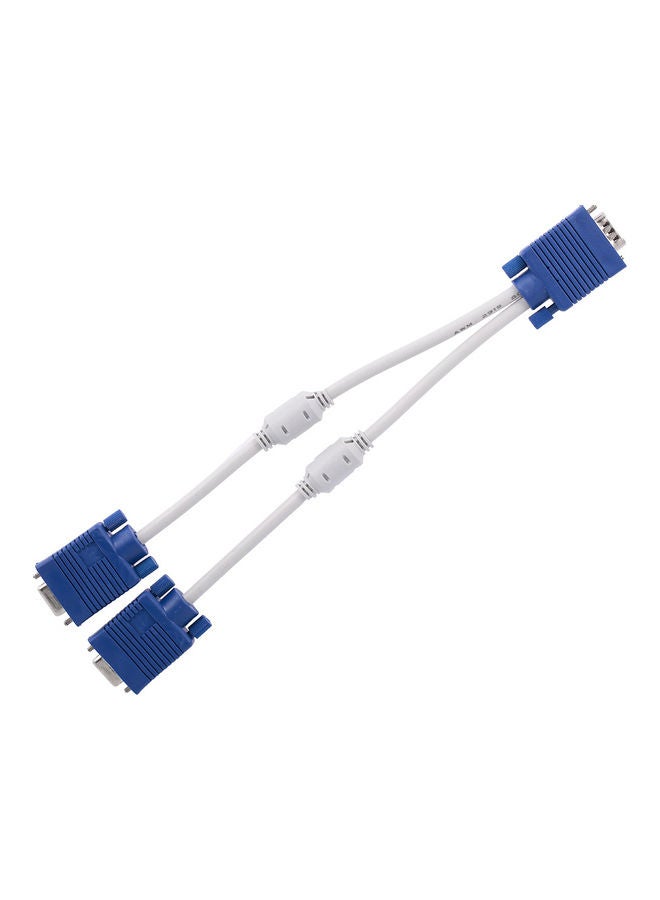 VGA 1 Male To VGA 2 Female Cable Blue/White  - Image 3