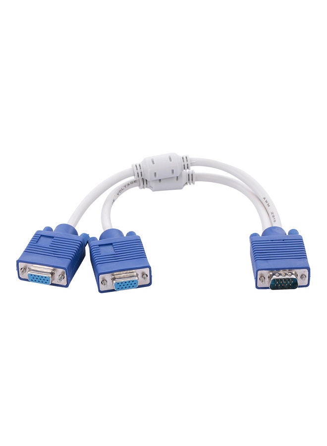 VGA 1 Male To VGA 2 Female Cable Blue/White  - Image 5